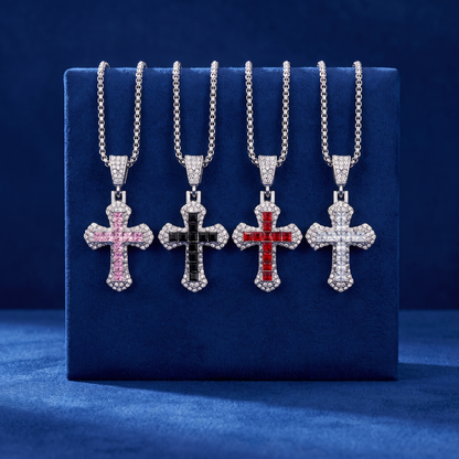 Collar de Cruz con Cristales Brillantes