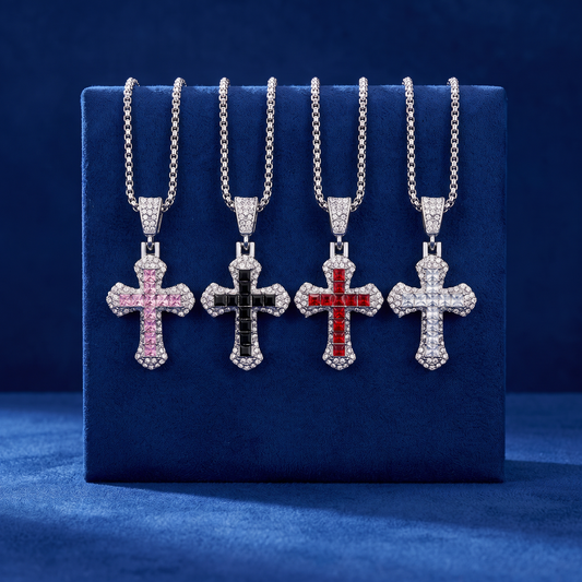 Collar de Cruz con Cristales Brillantes
