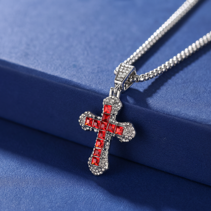 Collar de Cruz con Cristales Brillantes